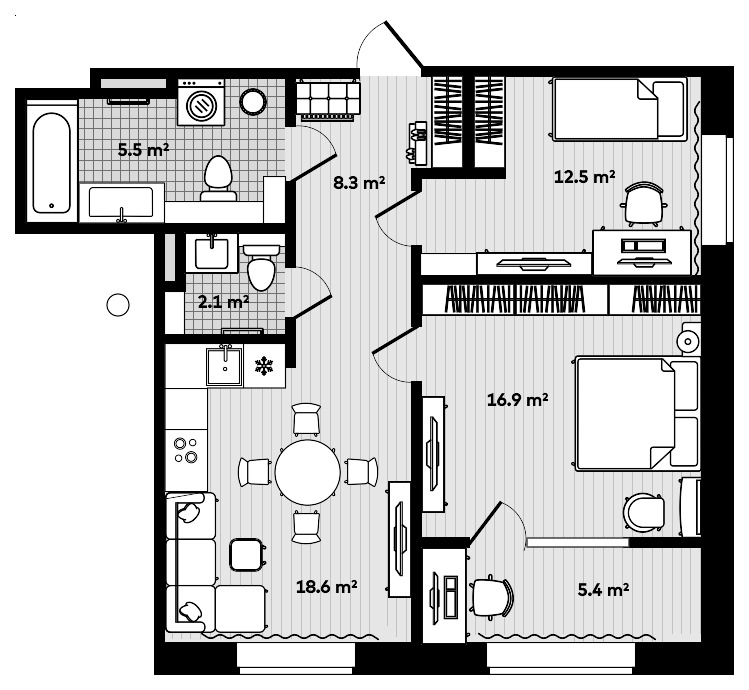 2-комнатная, 67.1 м², № 307 в Секвойя